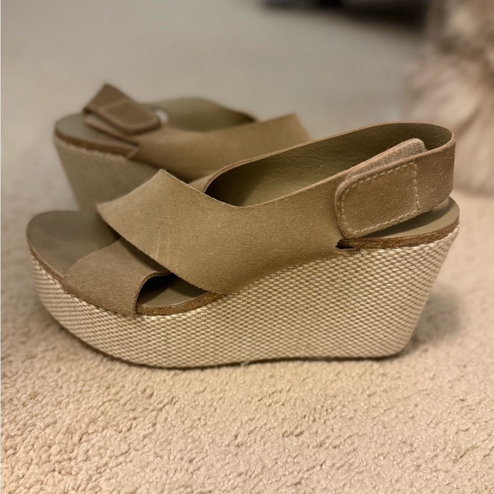 Tan Suede Wedge Sandals